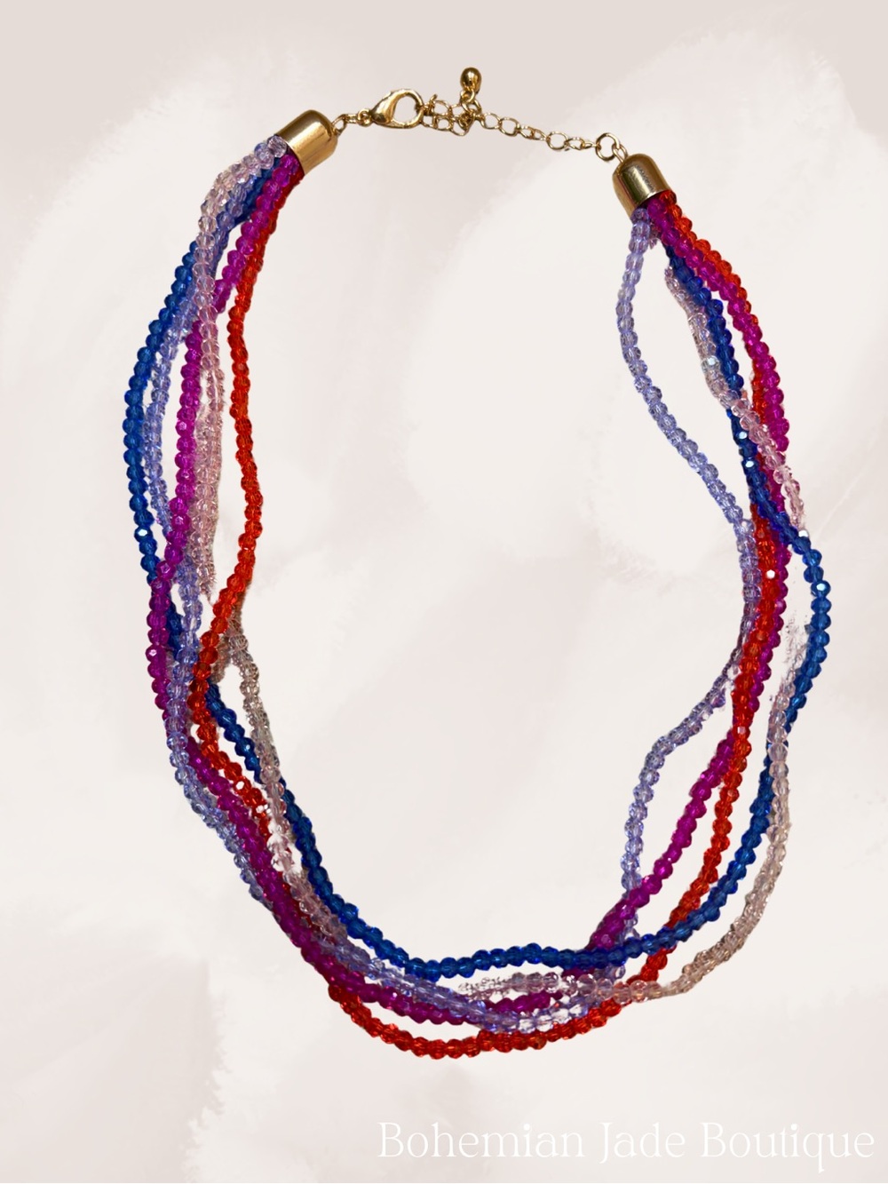 Forever 21 Multicolor Faceted Beaded Multi-Strand Choker Necklace